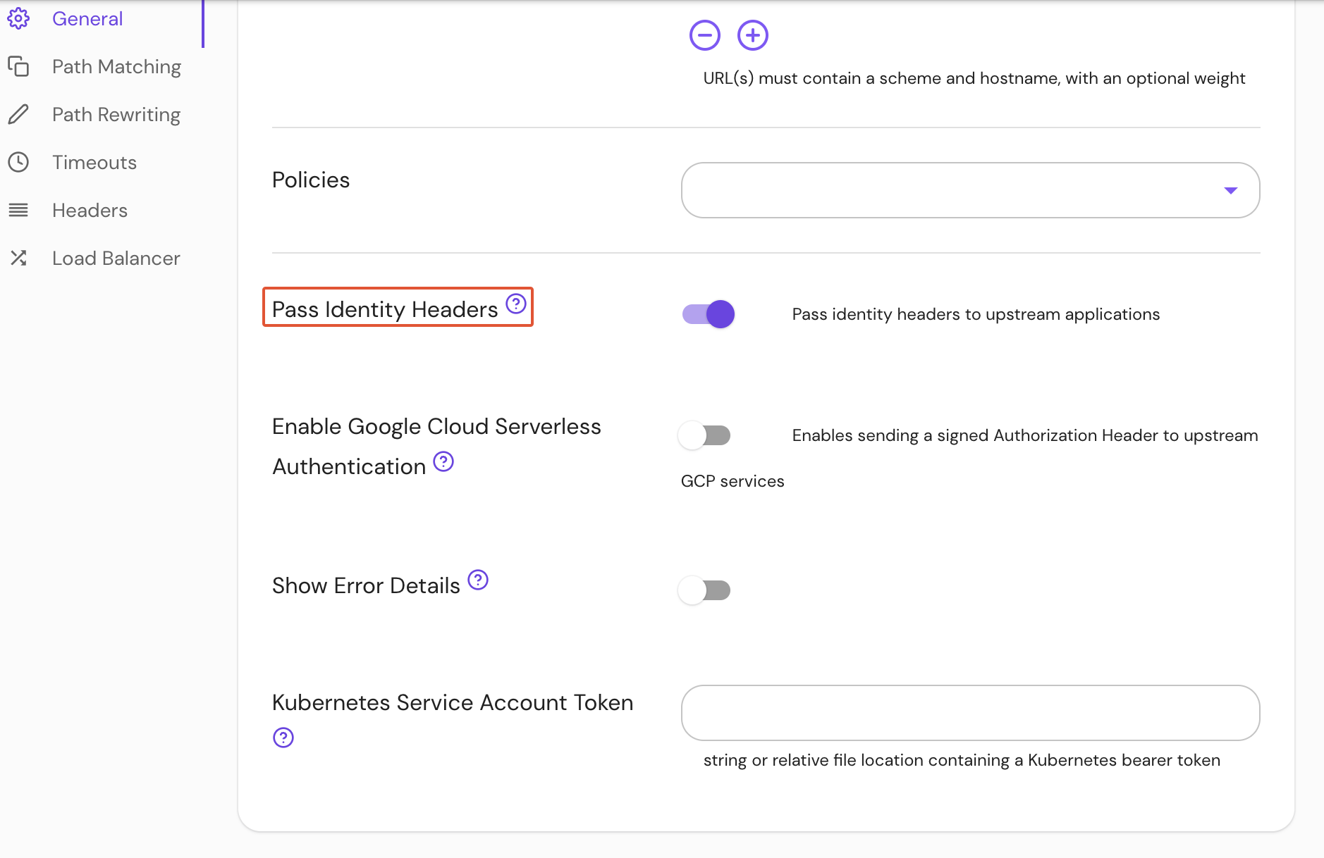 Set pass identity headers in the Console